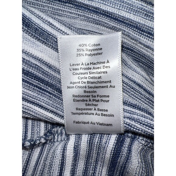 T by Talbots Women Top Med Gray Zip 3/4 Sleeve Striped Knit Pocket Stretch Light - Picture 12 of 12